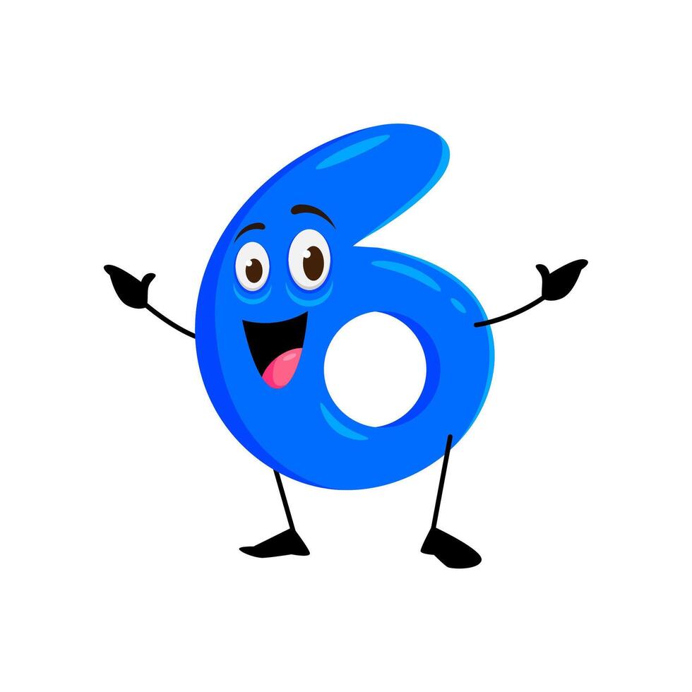Cartoon funny math number six character vector