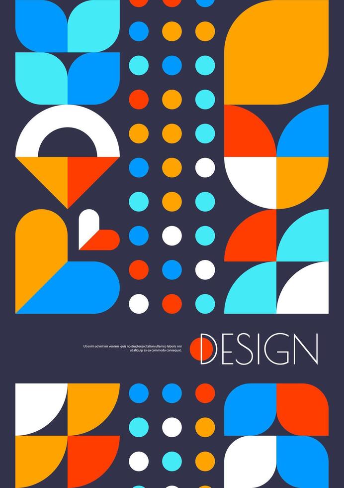 Modern poster with geometric Bauhaus pattern vector