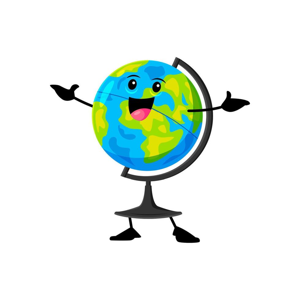 Cartoon cheerful funny school globe character vector