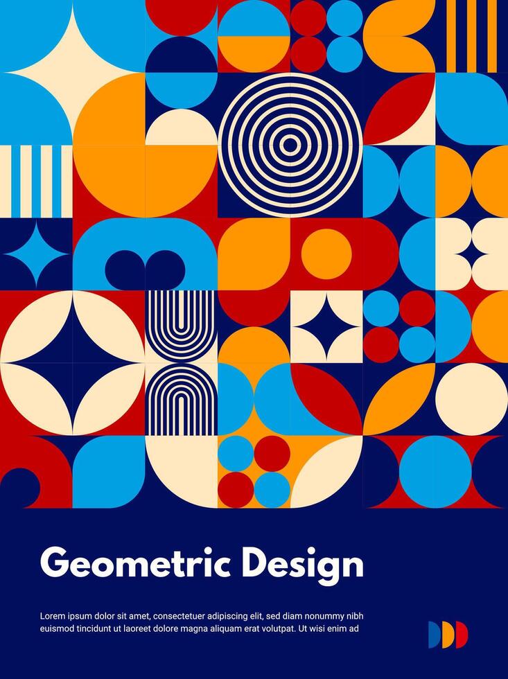 Modern poster with geometric Bauhaus pattern vector