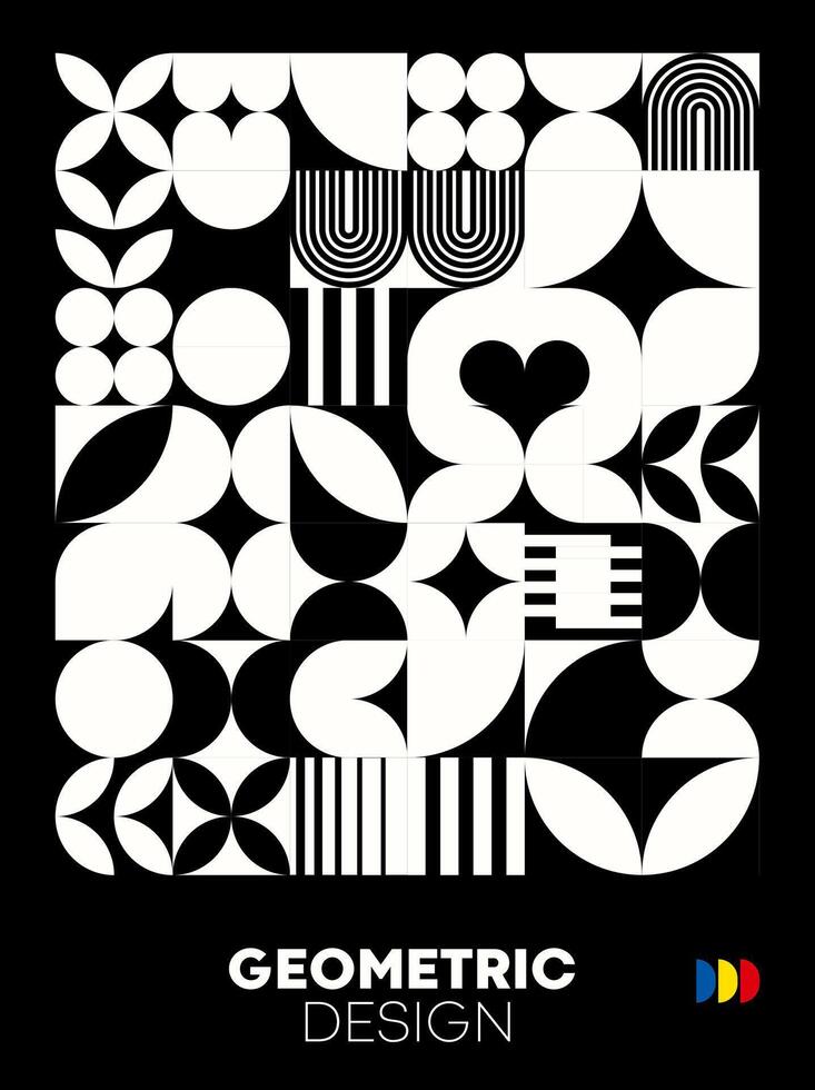 Modern monochrome abstract bauhaus poster design vector