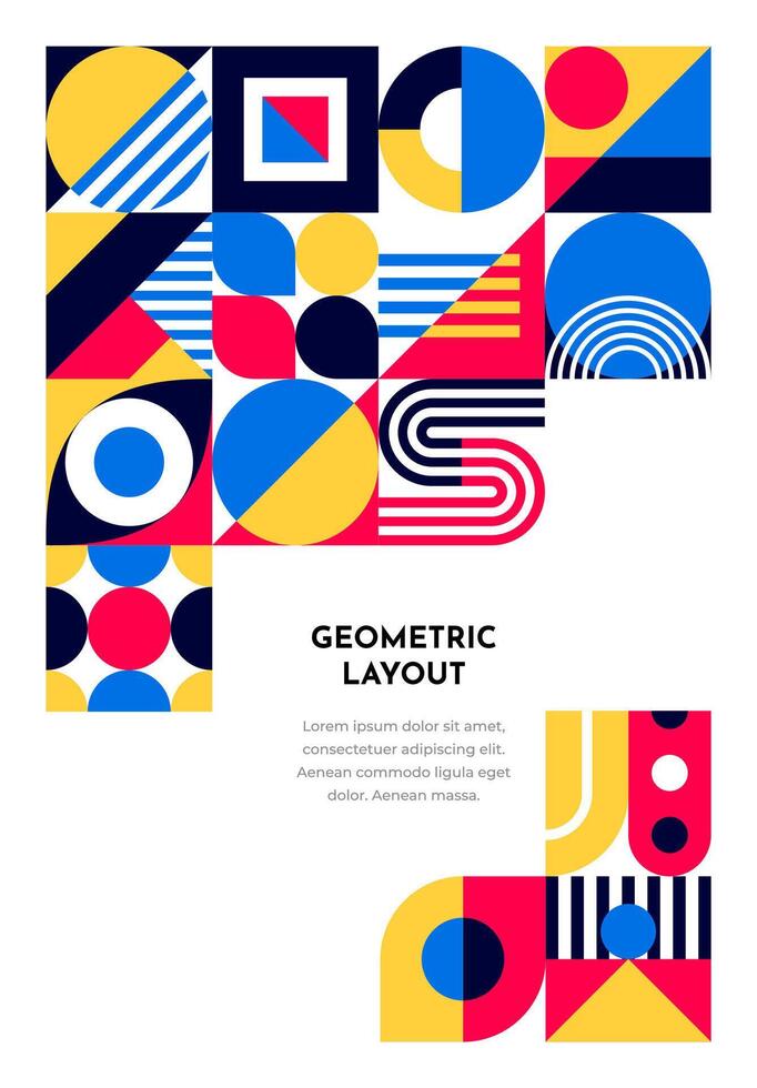 Abstract poster banner bauhaus geometric pattern vector