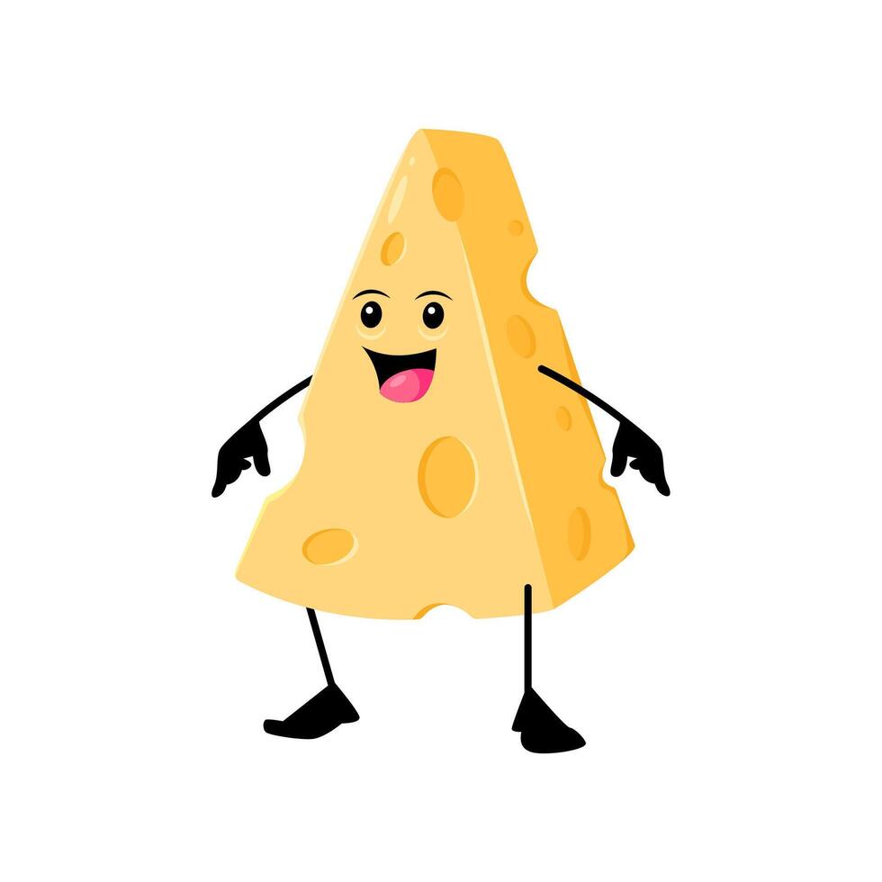 Cartoon cheerful cheese funny breakfast character vector