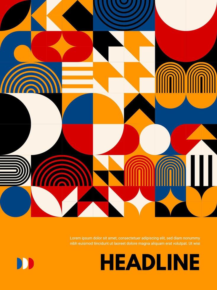 Modern abstract poster geometric bauhaus pattern vector