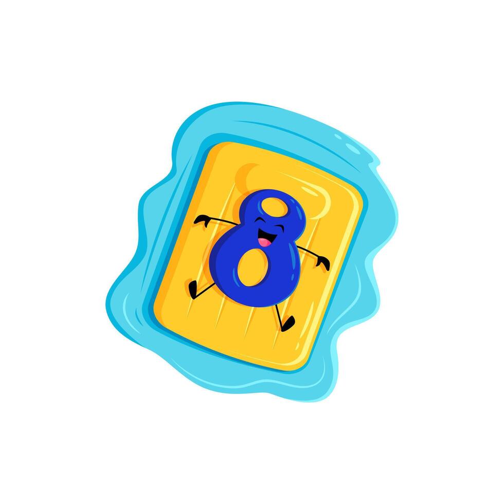 Cartoon math number eight on inflatable mattress vector