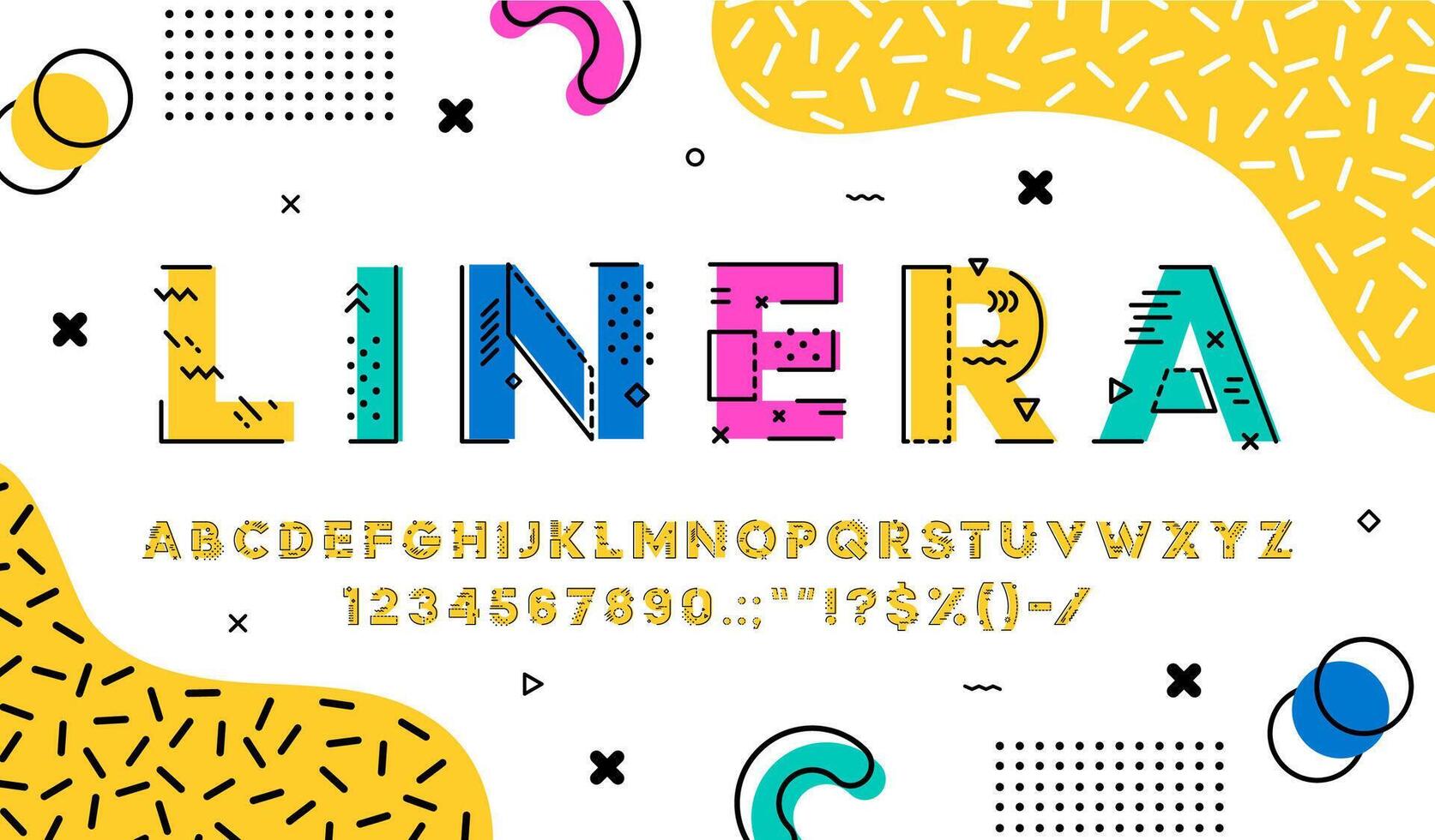 Outline geometric font, modern abstract line type vector