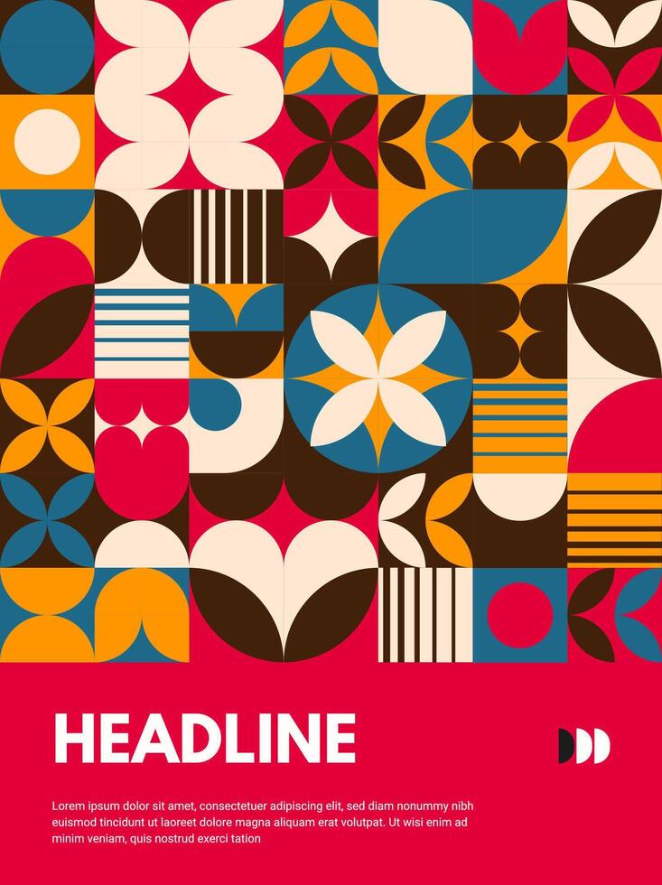 Modern abstract poster with geometric pattern vector