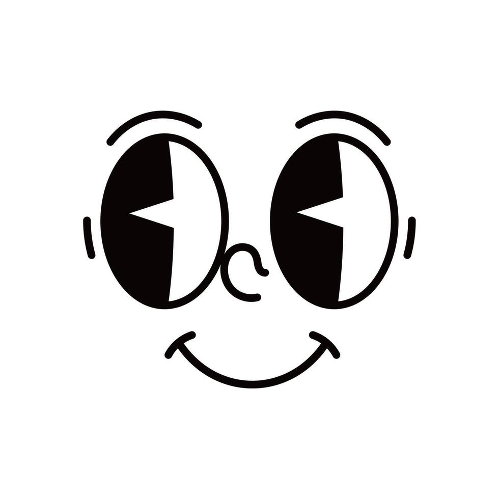 Cartoon funny comic groovy smile face emotion vector