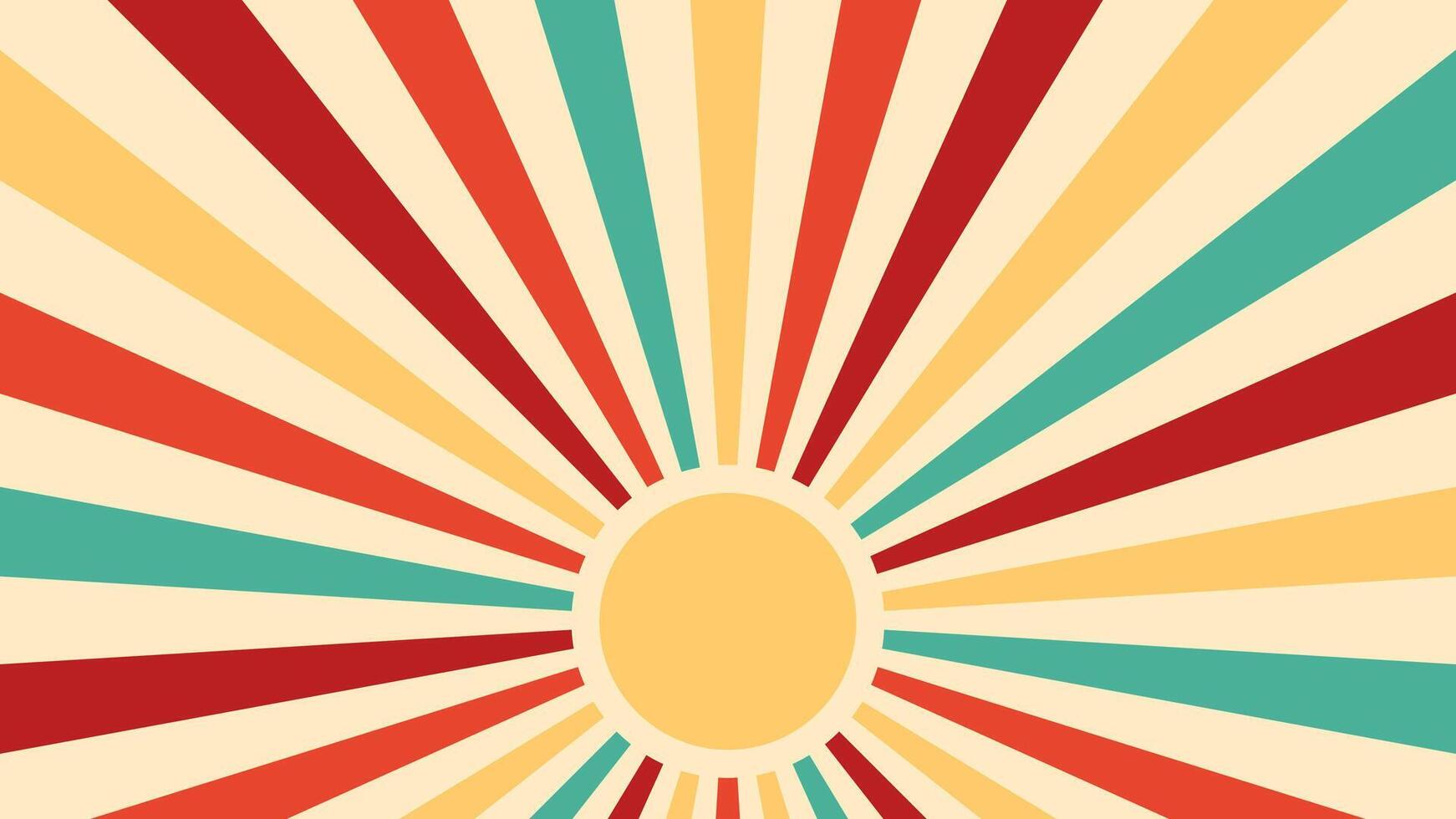 Retro sun rays, summer sunshine burst and beams vector
