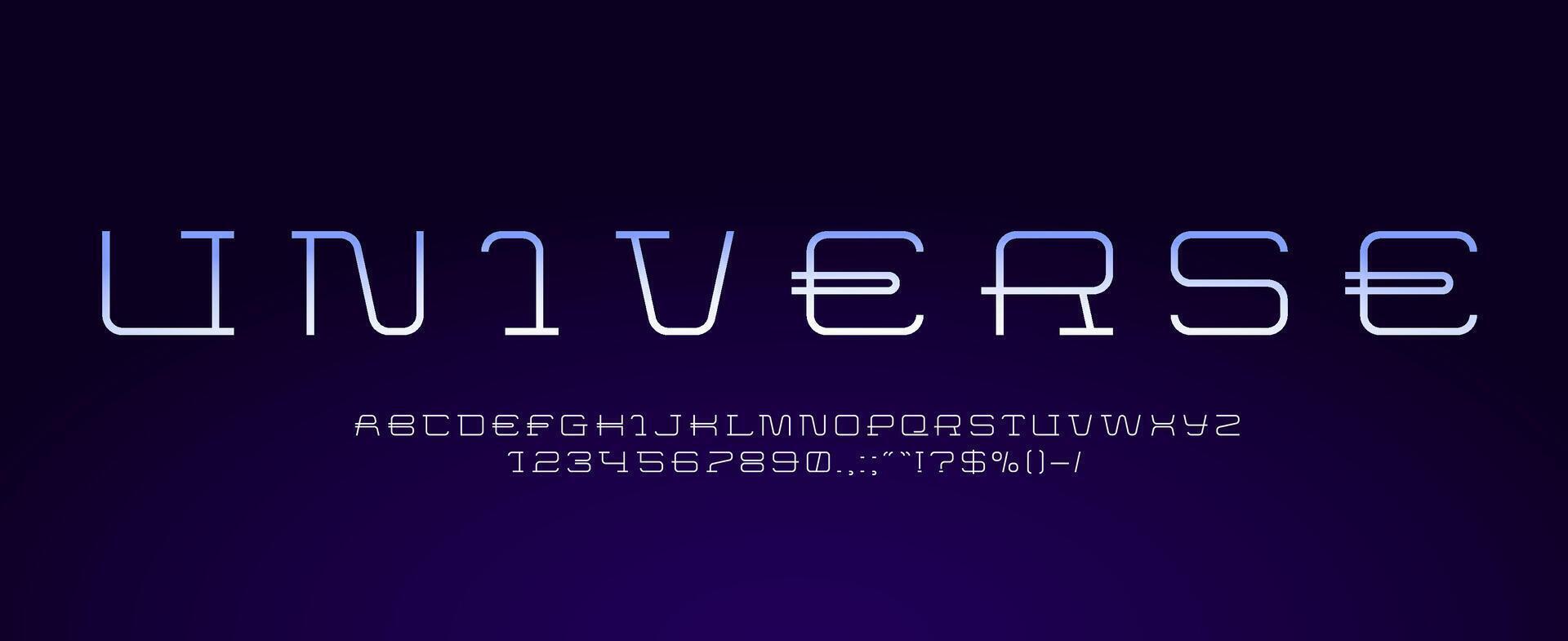 Modern digital font, cyber space and tech alphabet vector