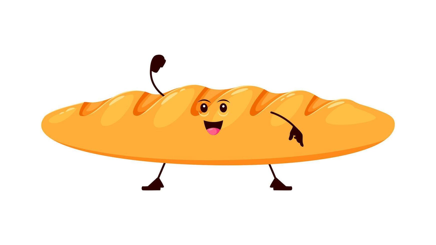Cartoon funny baguette bread and bakery character vector