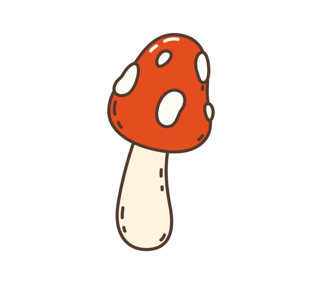 Cartoon retro groovy hippie psychedelic mushroom vector