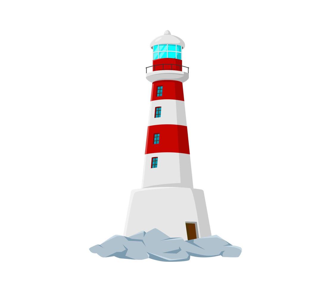 Cartoon Lighthouse isolated beacon building vector