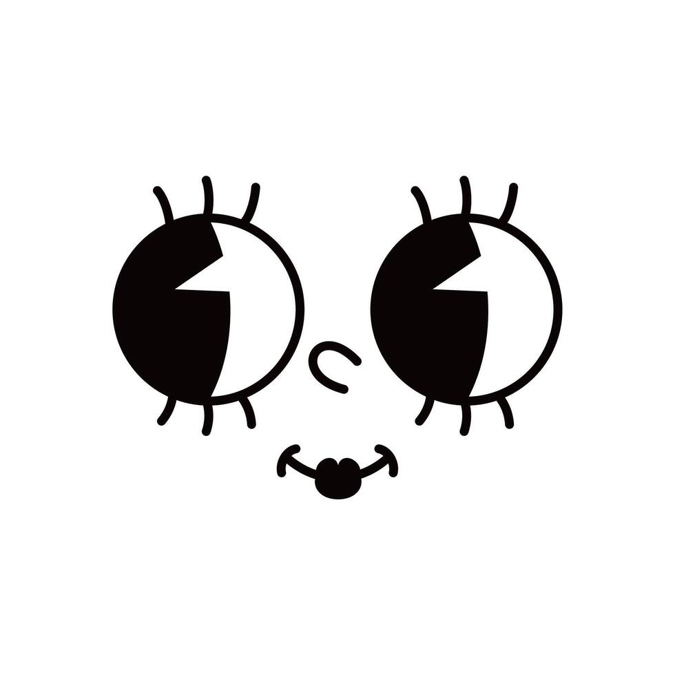 Cartoon funny comic groovy smile face emotion vector