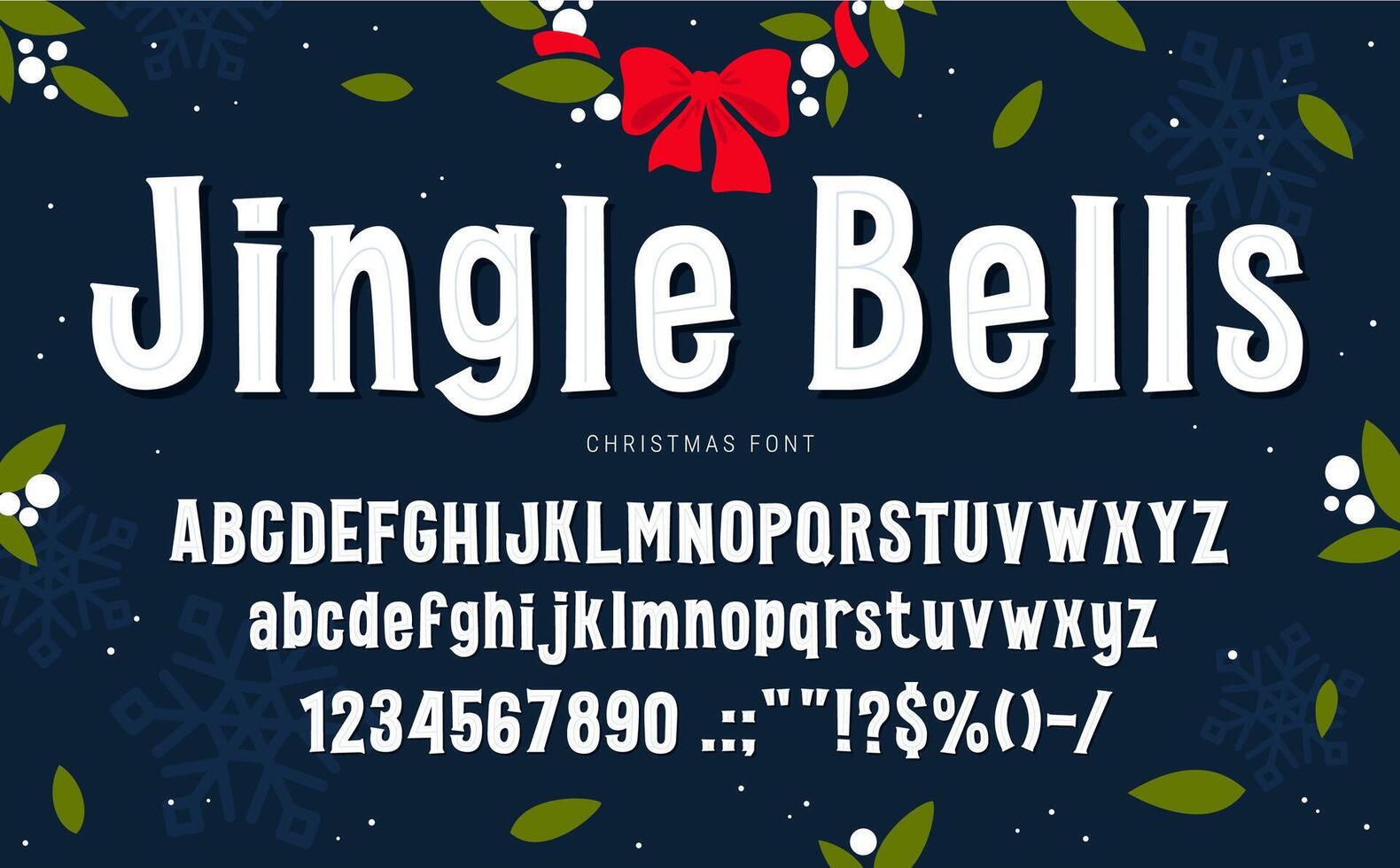 Christmas font, xmas type, holiday typeface abc vector