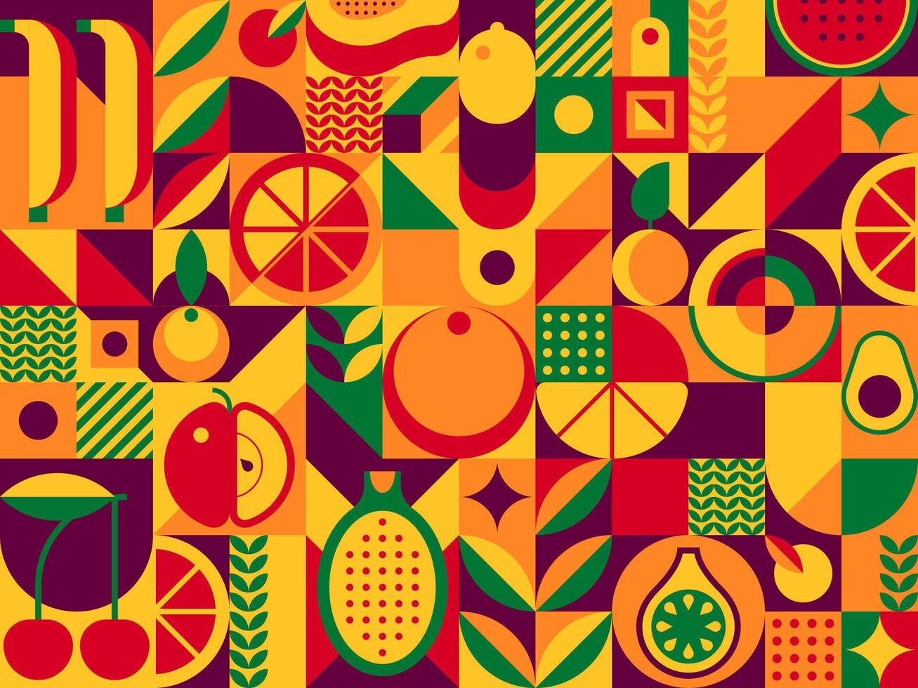 Abstract fruit modern geometric pattern vector