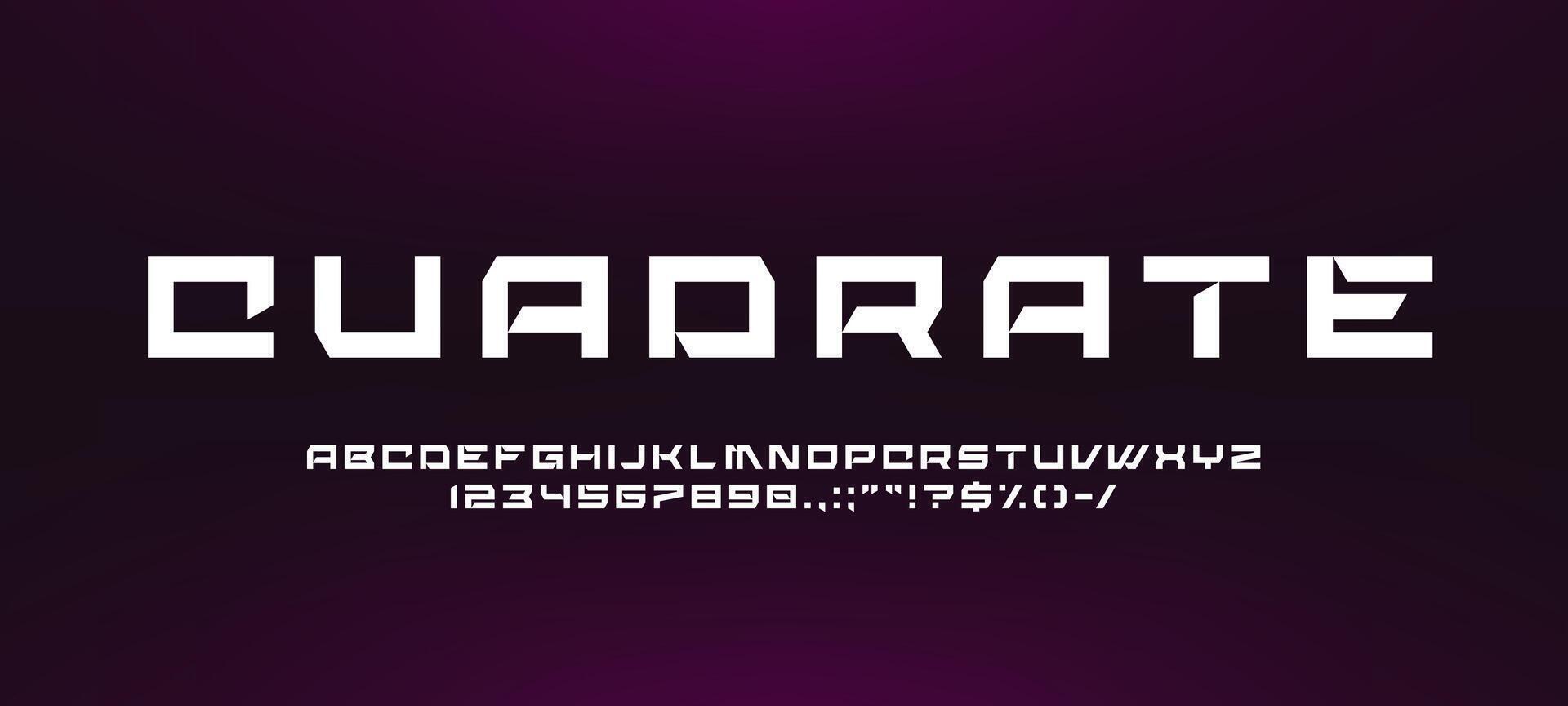 Square sport font, strong futuristic type alphabet vector