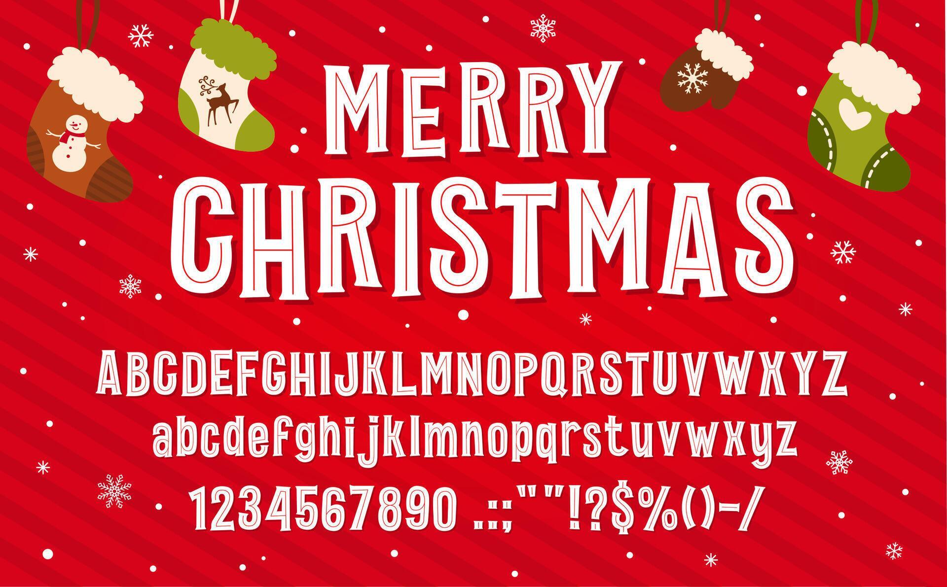 Retro Christmas font, new year holiday typeface 46915622 Vector Art at Vecteezy