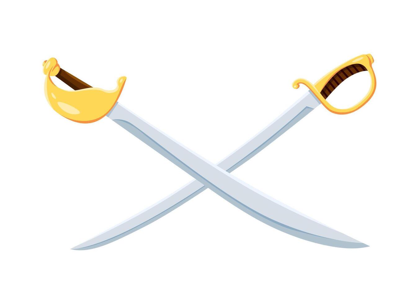 Cartoon crossed pirate sabres with crossed blades. vector