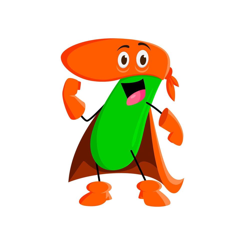Cartoon math number seven superhero character vector