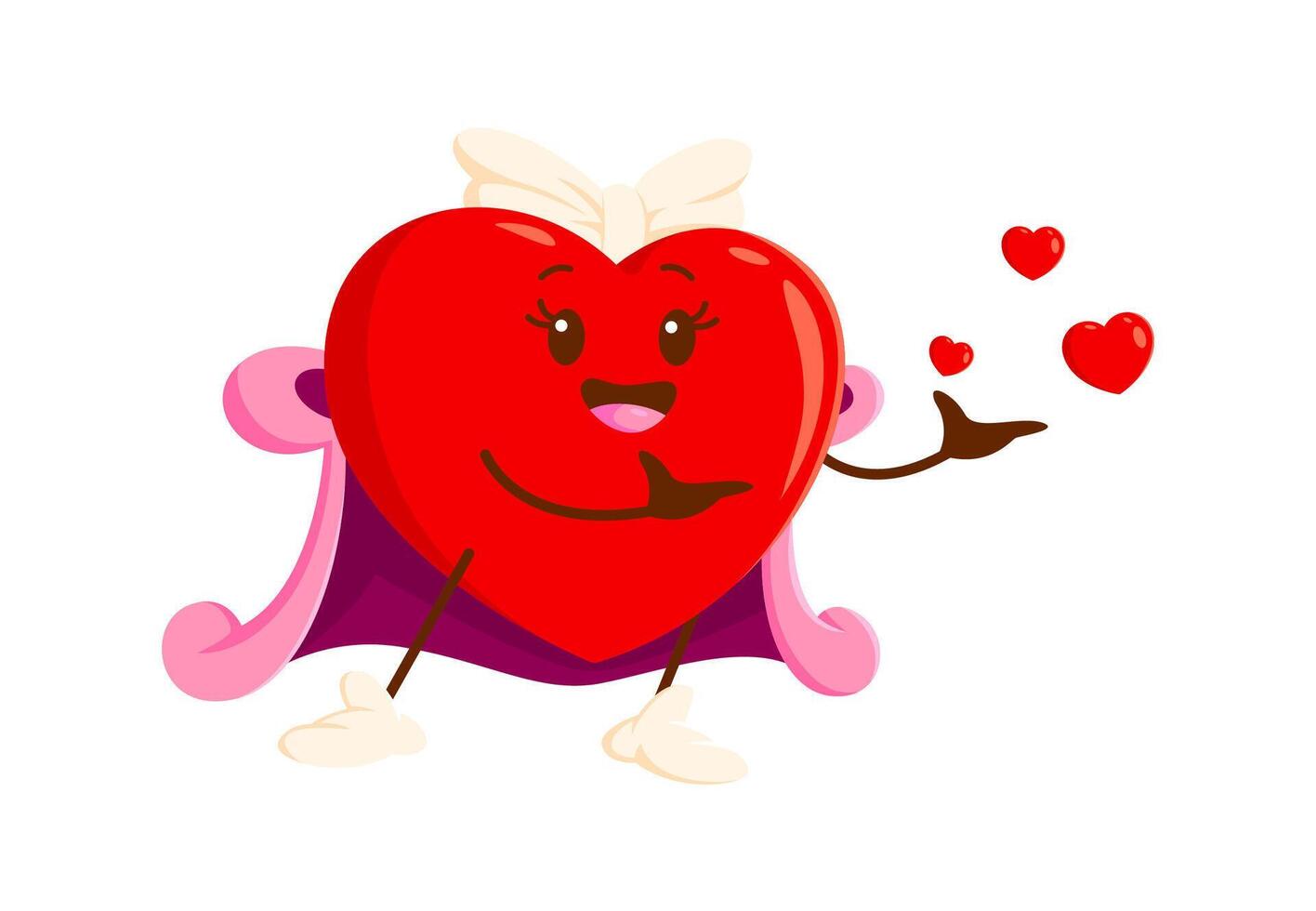 Cartoon love heart girl character sends kisses vector