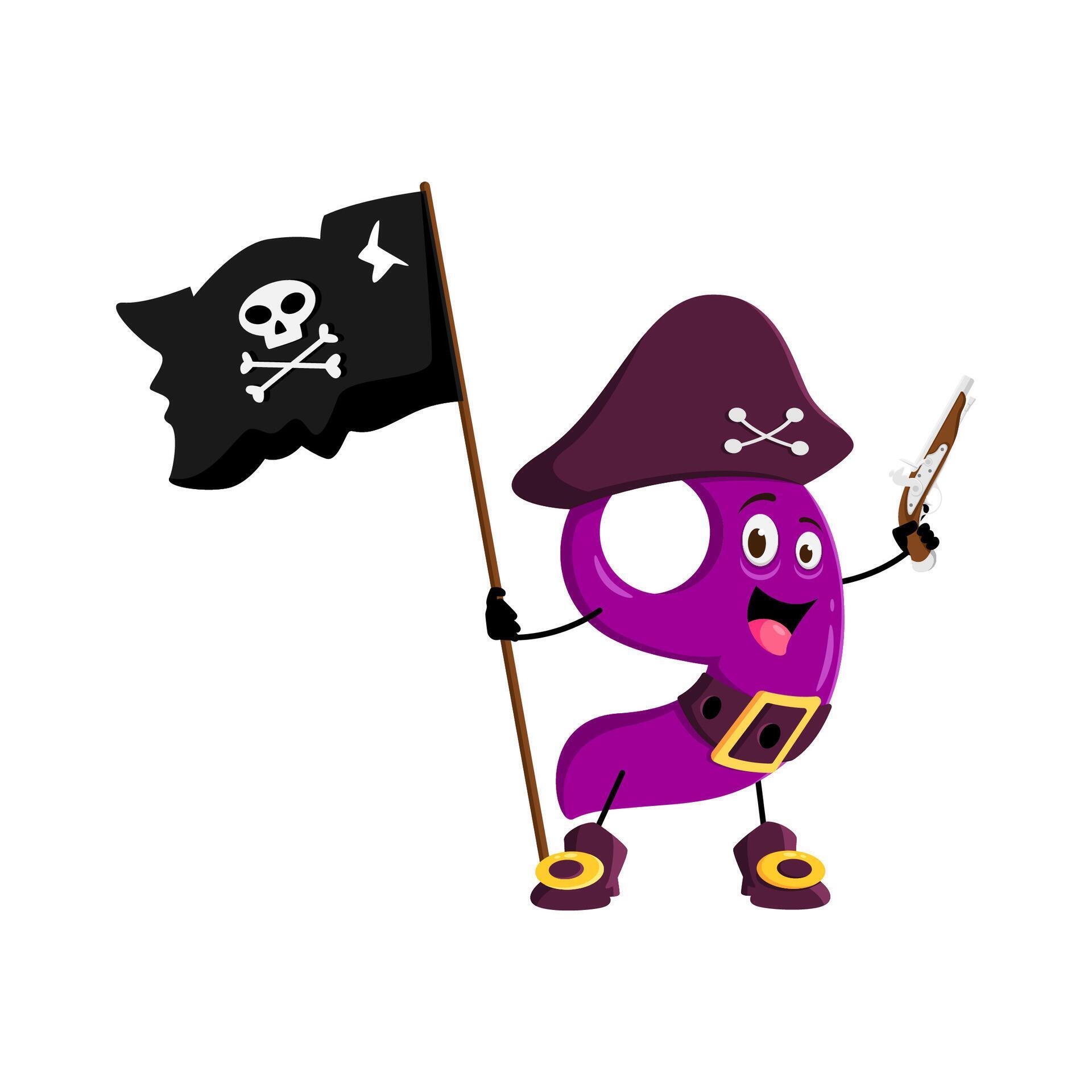 Cartoon math number nine pirate captain corsair 46915696 Vector Art at