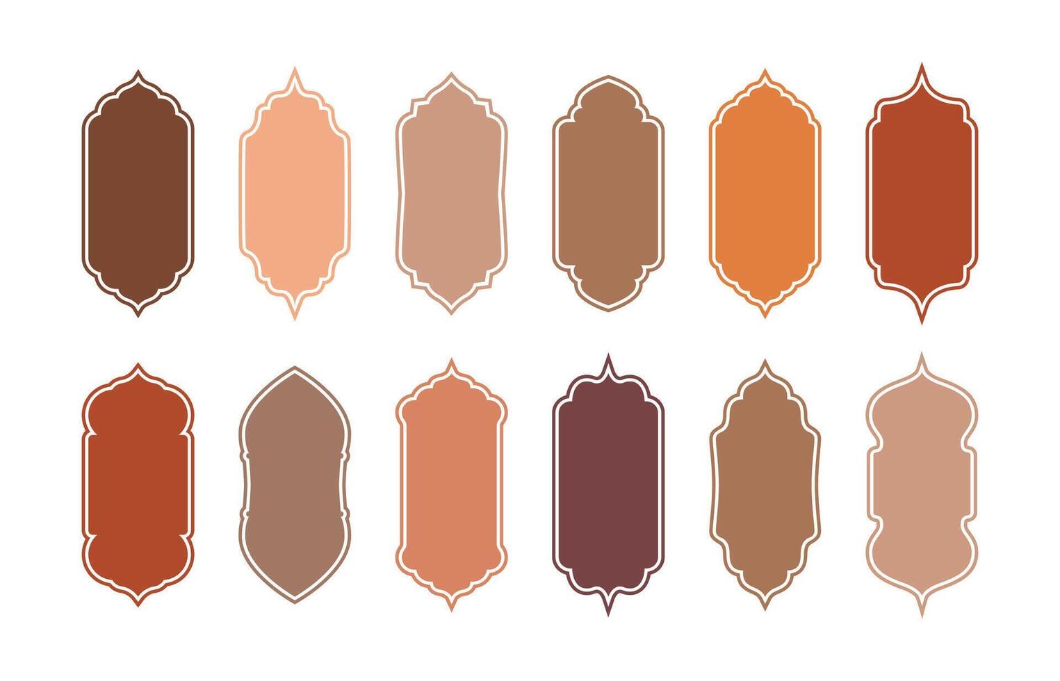 Islamic window and door shapes, arabian interior vector