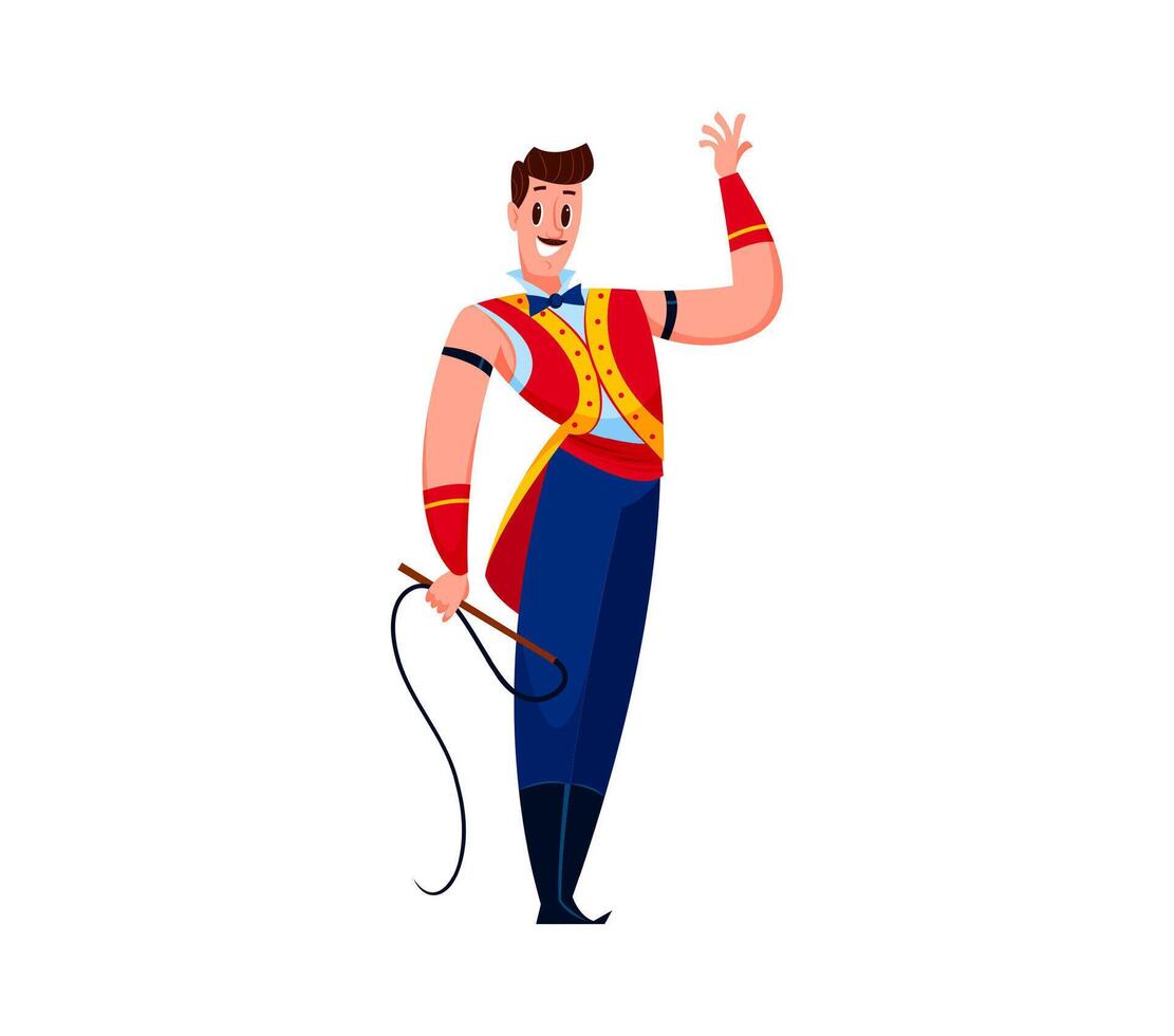 Cartoon circus tamer character, animal trainer vector