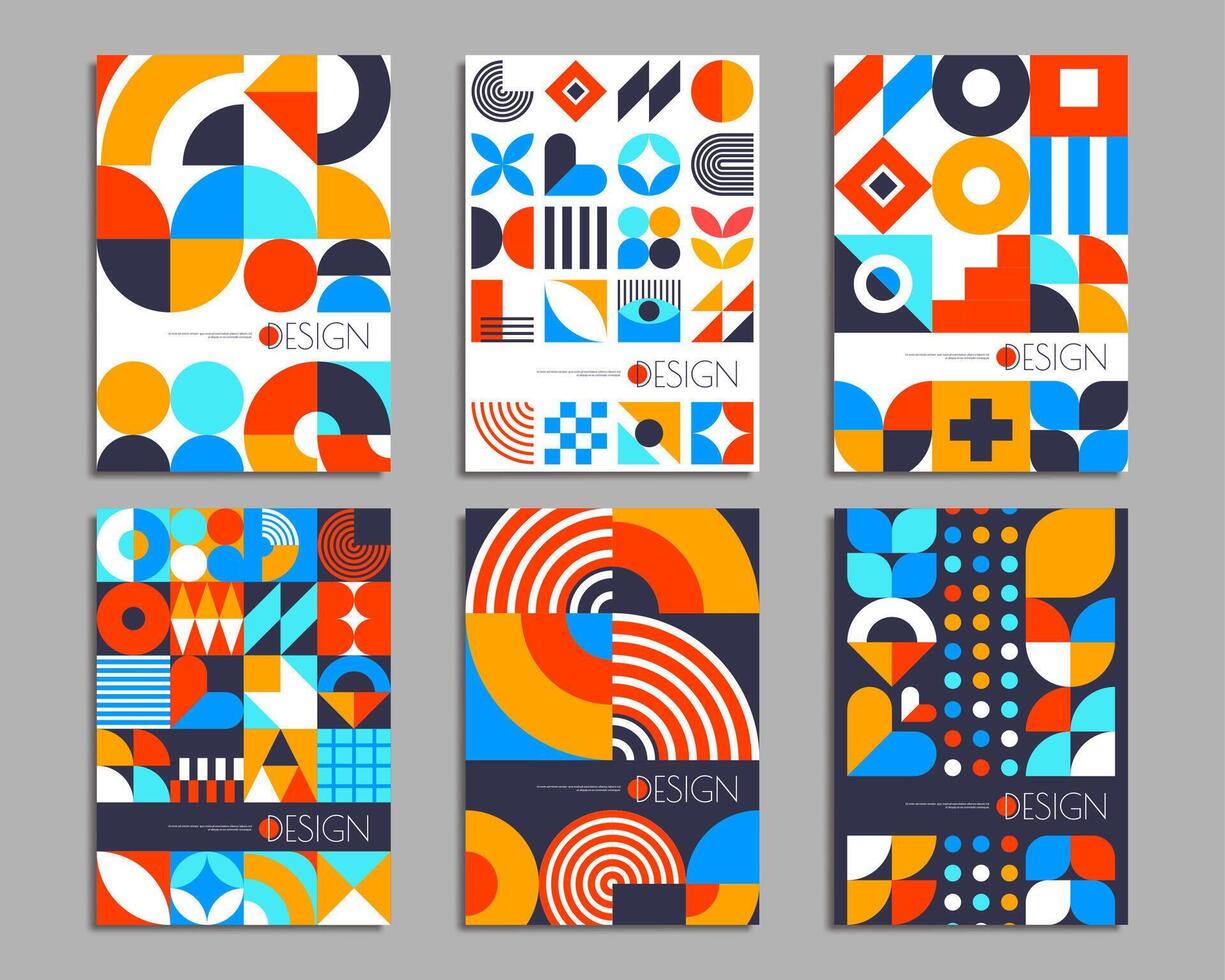 Modern business posters with geometric patterns vector