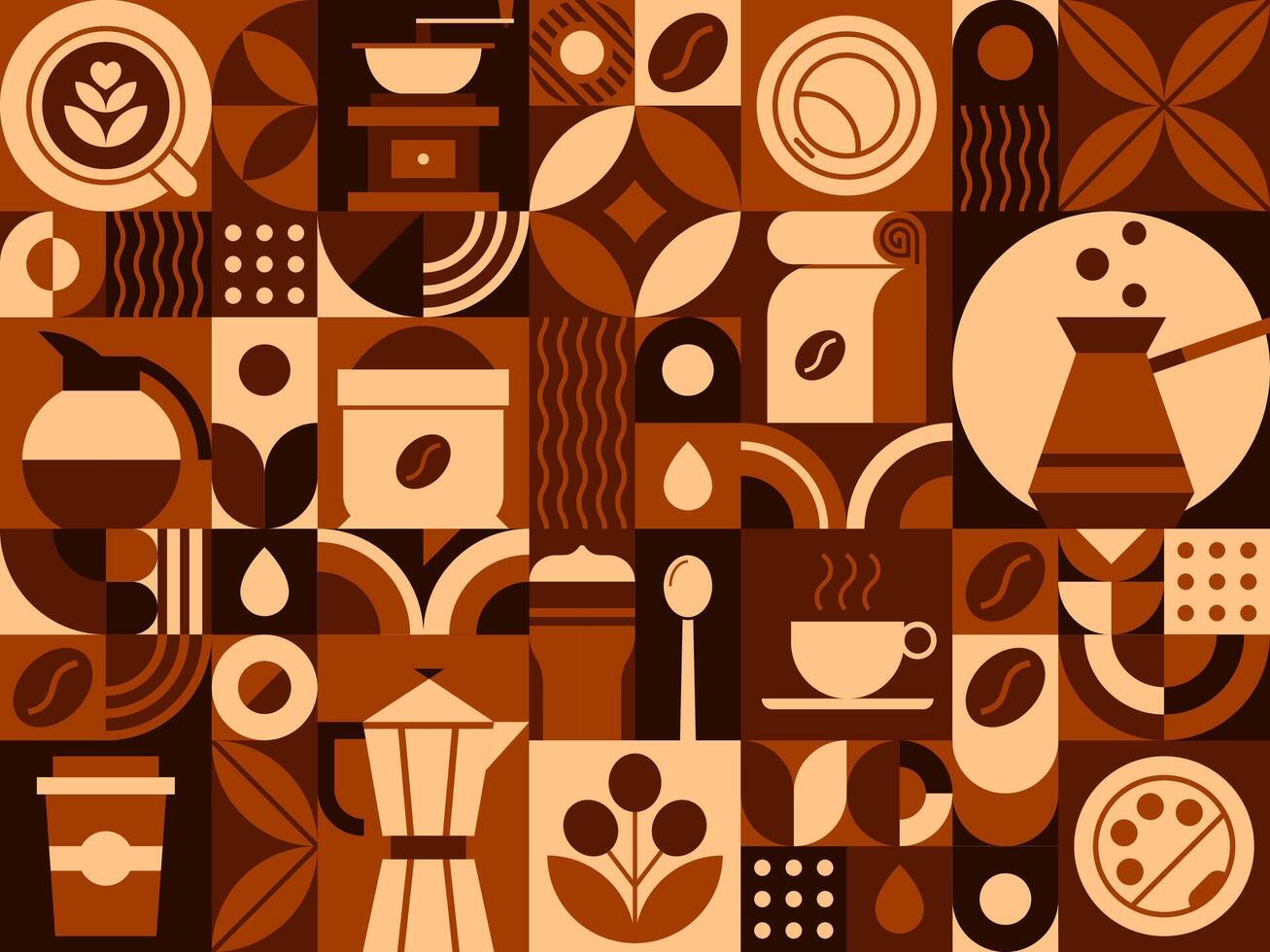 Hot coffee drink abstract geometric pattern vector
