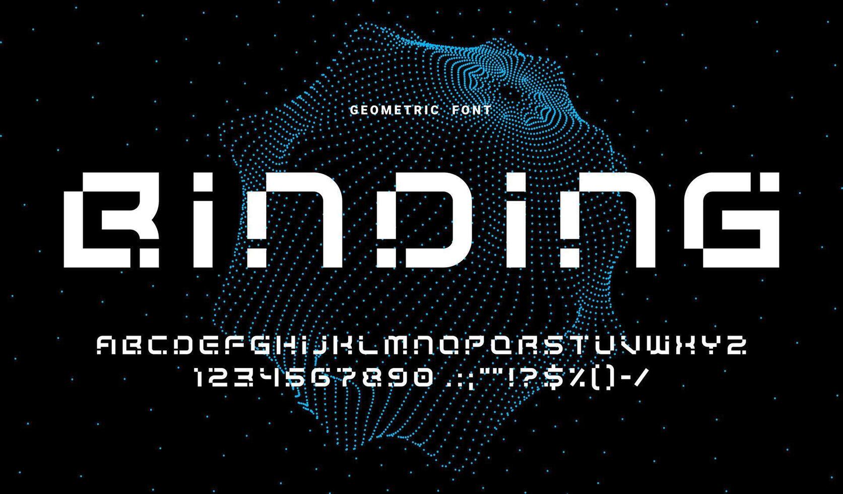 Modern geometric font, abstract tech ABC type vector