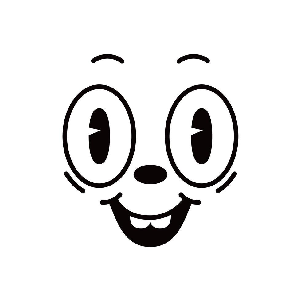 Groovie cartoon personage monochrome face emotion vector