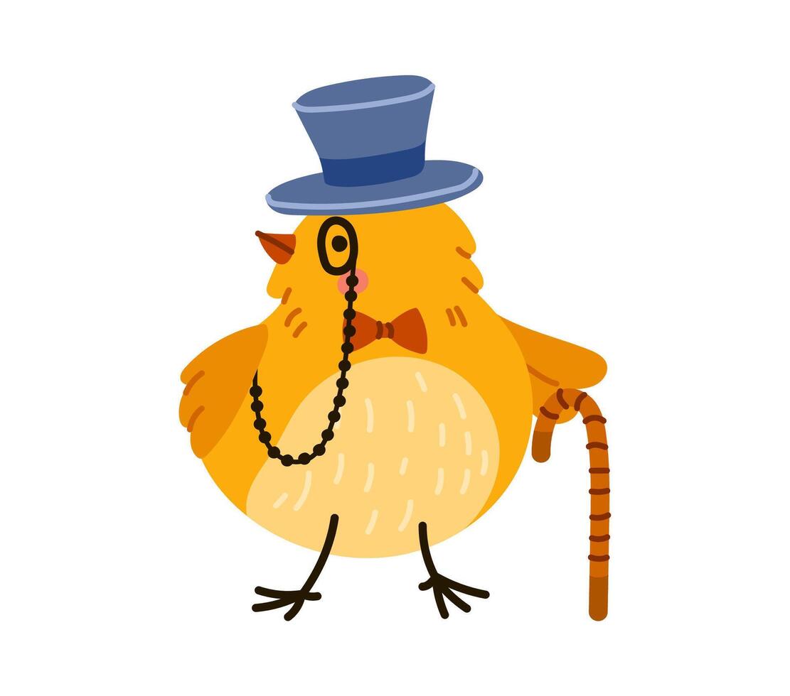 Cute gentleman chick, adorned in a top hat and tie vector
