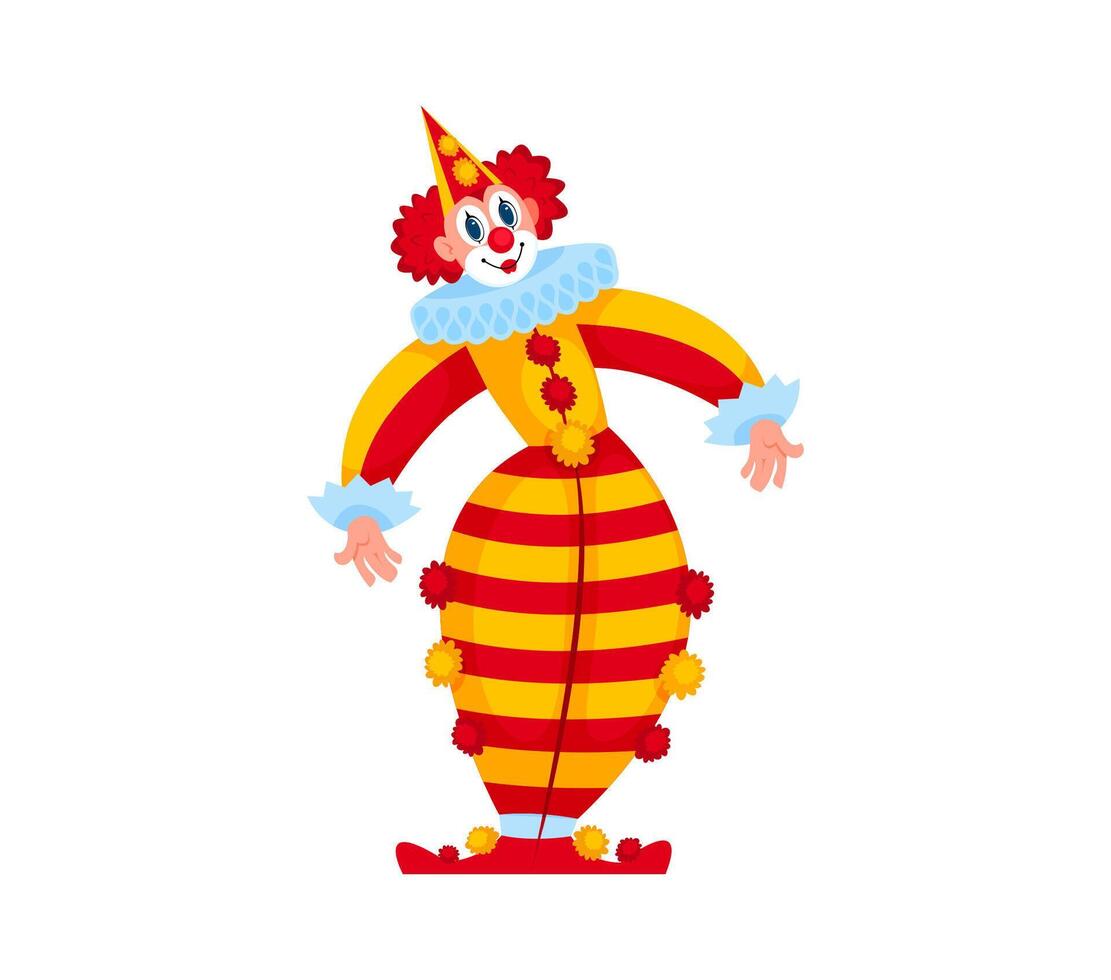 Cartoon circus clown shapito jester character vector
