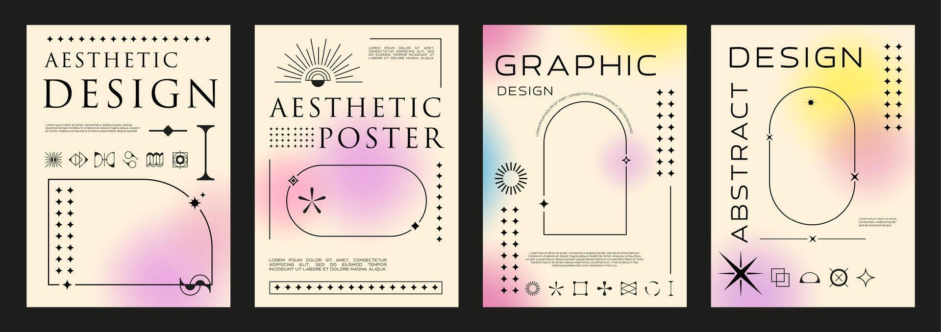Aesthetic gradient Y2K posters abstract background vector