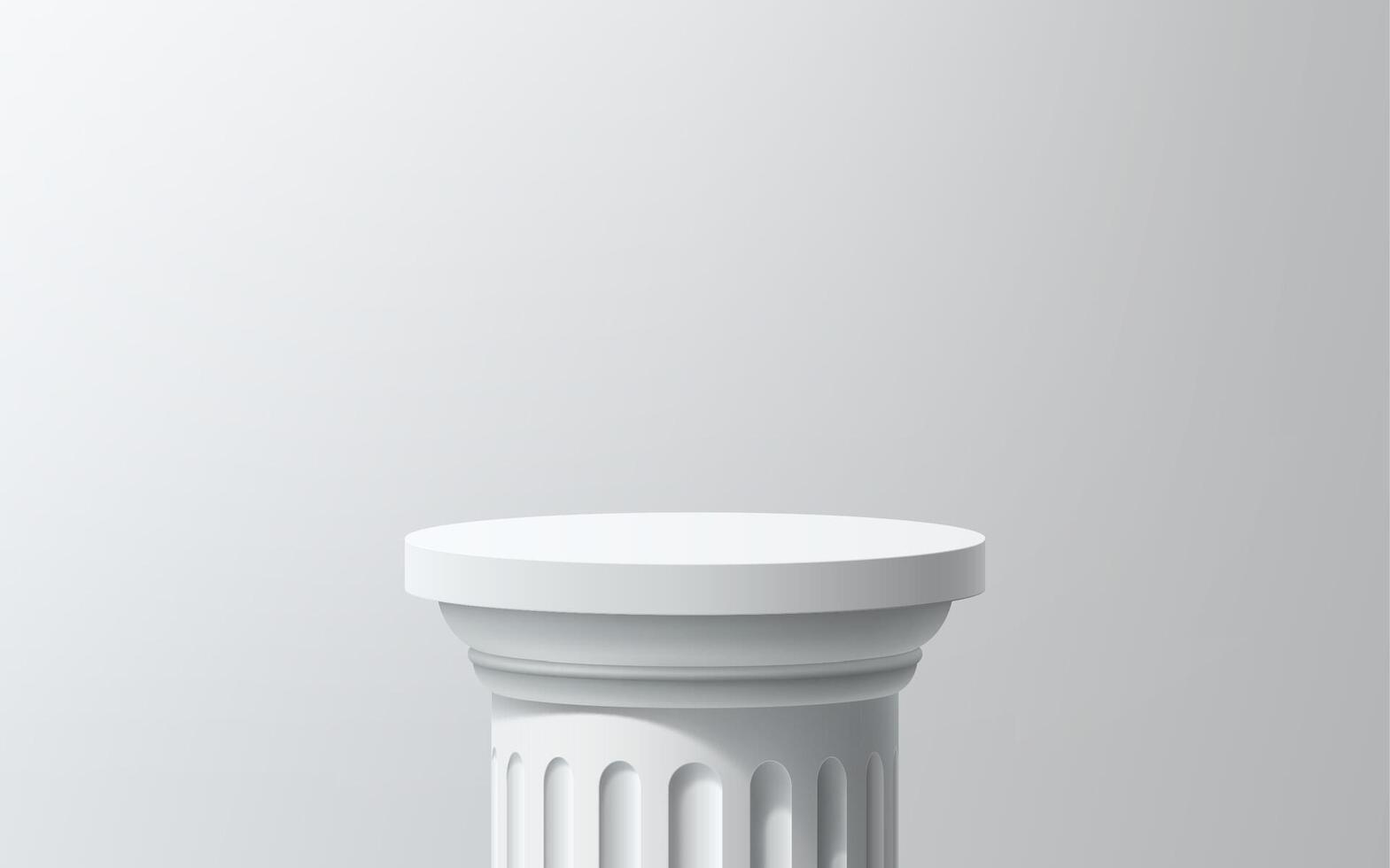 Greek Roman white column podium, 3d pillar vector