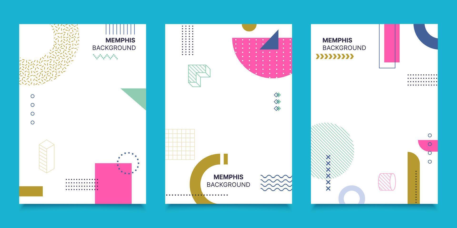 Poster, cover background, Memphis geometric design vector