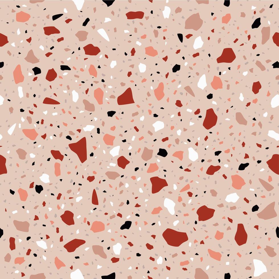 Brown and maroon terrazzo mosaic tile pattern vector