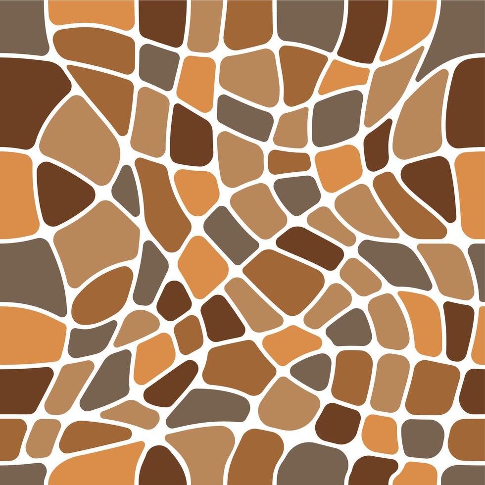 Brown mosaic stone tile pattern, paving floor vector