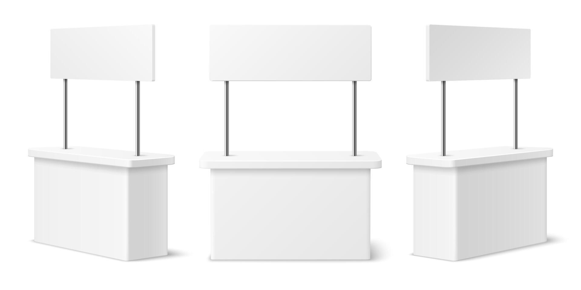 Advertising booth stand realistic 3d mockup vector