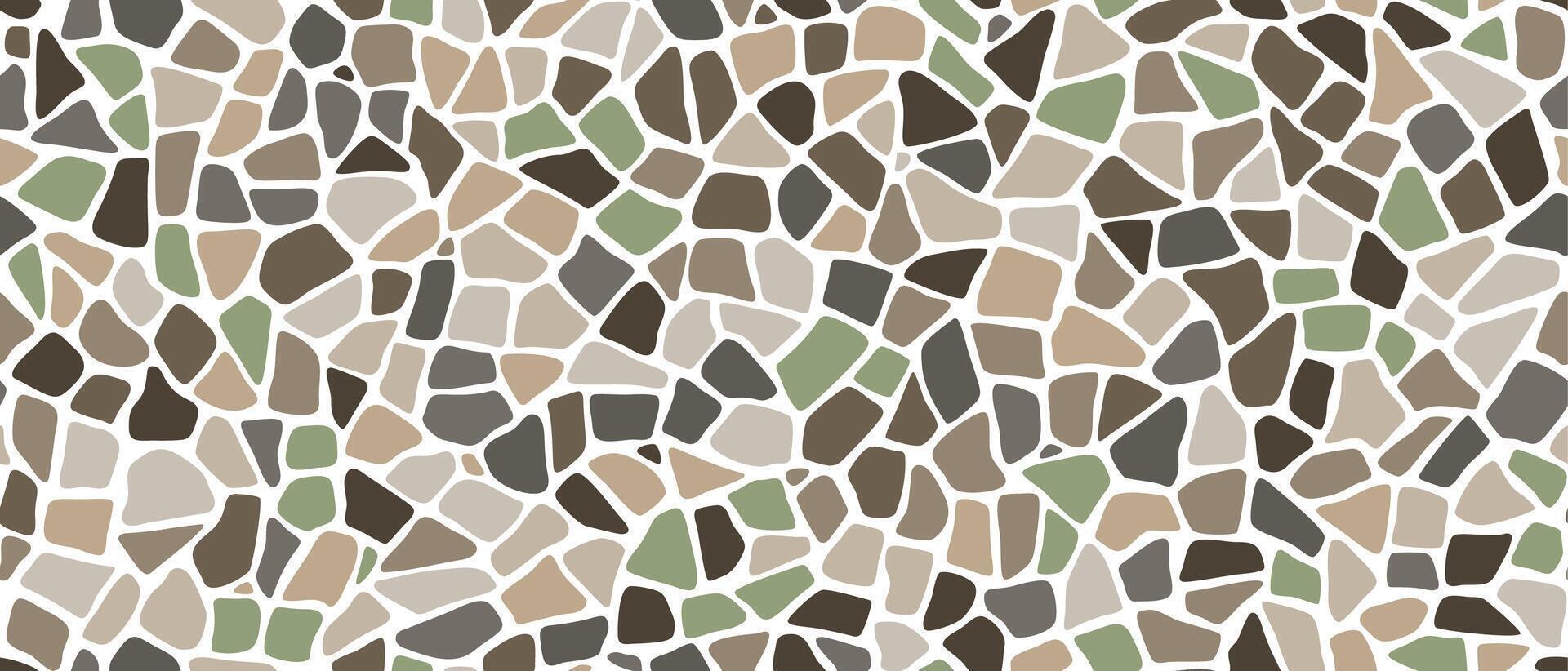 Mosaic pebble stone ground pattern, rock texture vector