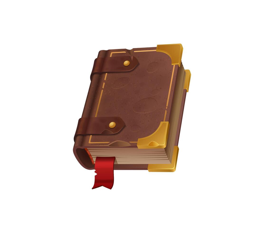 Game book, isolated cartoon witch diary vector