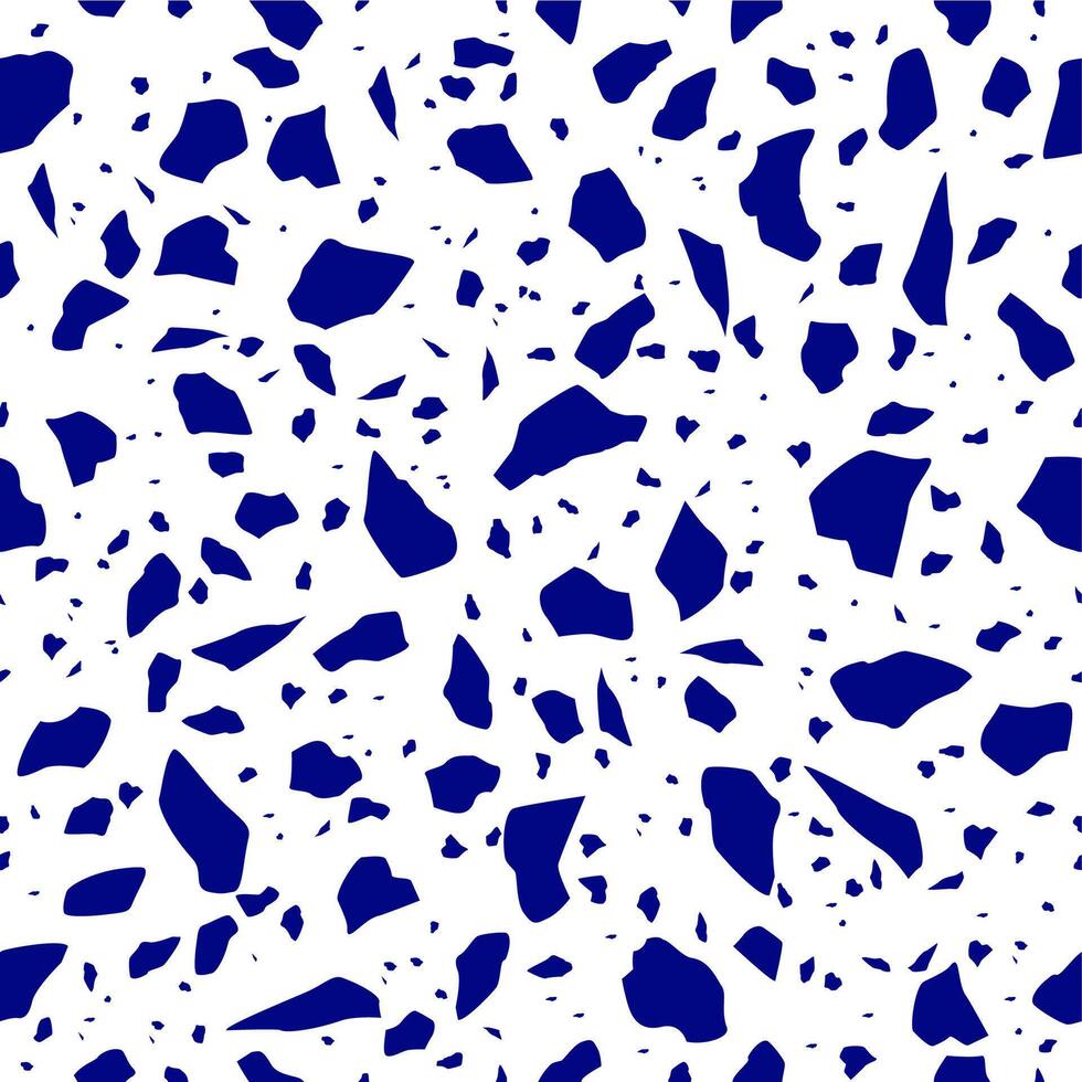 Blue white terrazzo mosaic tile pattern for floor vector
