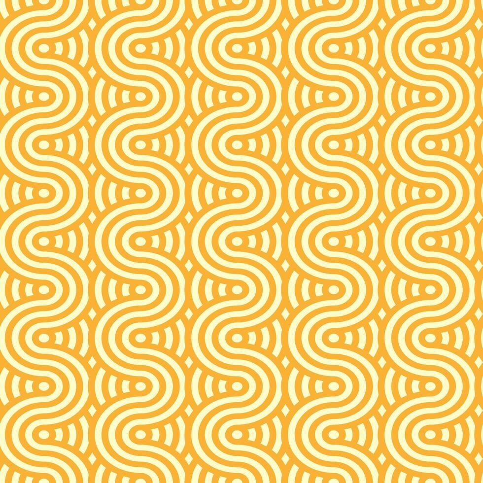 Yellow ramen pasta noodles pattern, background, vector