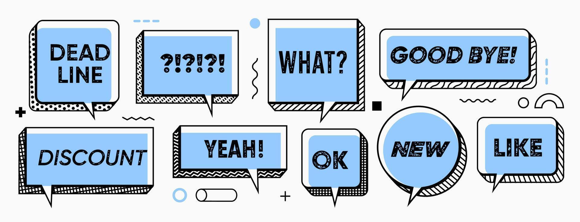Blue Memphis speech bubbles and chat messages vector