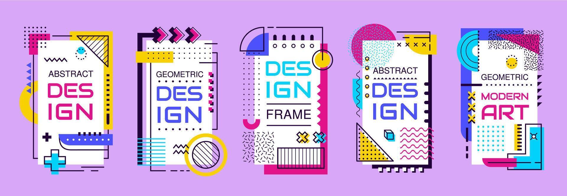 Abstract modern business Memphis posters, vector