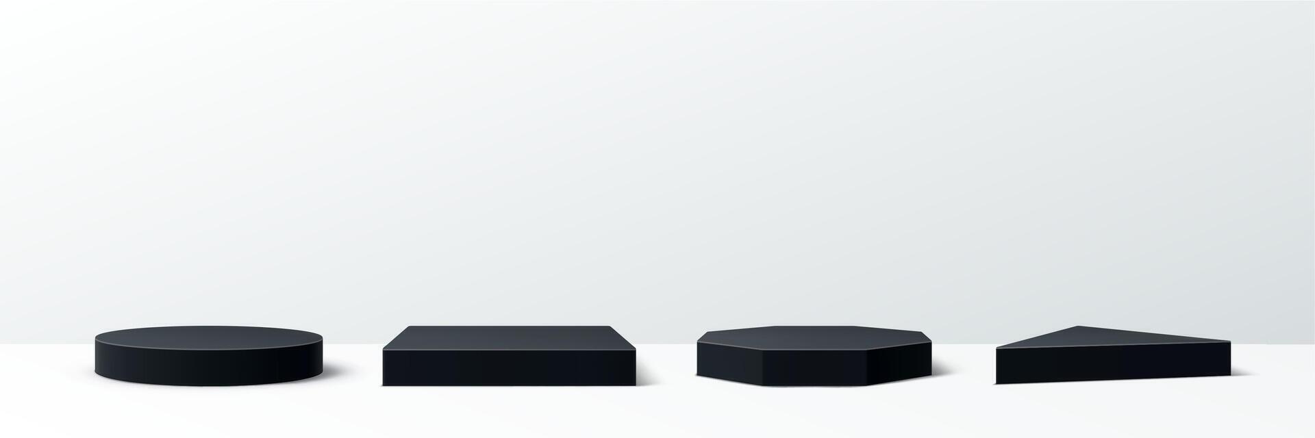 Black base podium, 3d geometric platforms vector