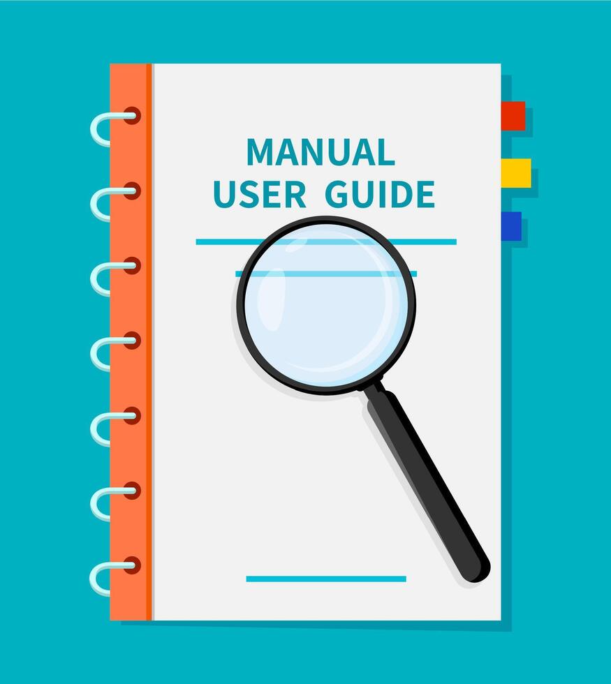 User guide, guidebook manual instruction book vector