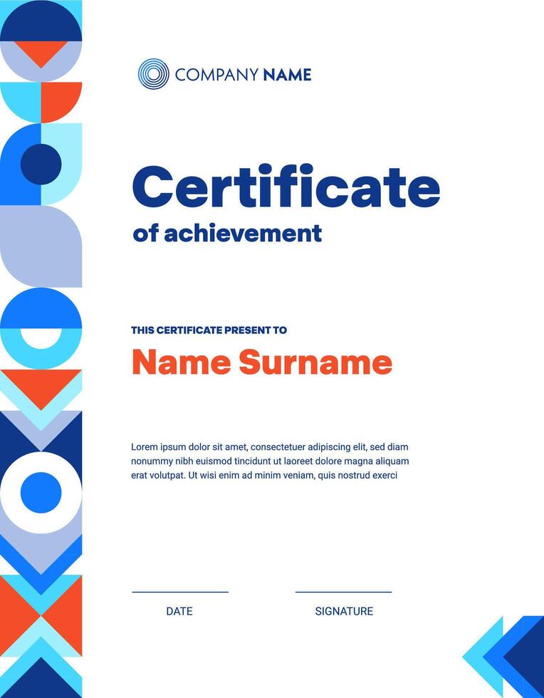 Abstract modern geometric certificate template vector