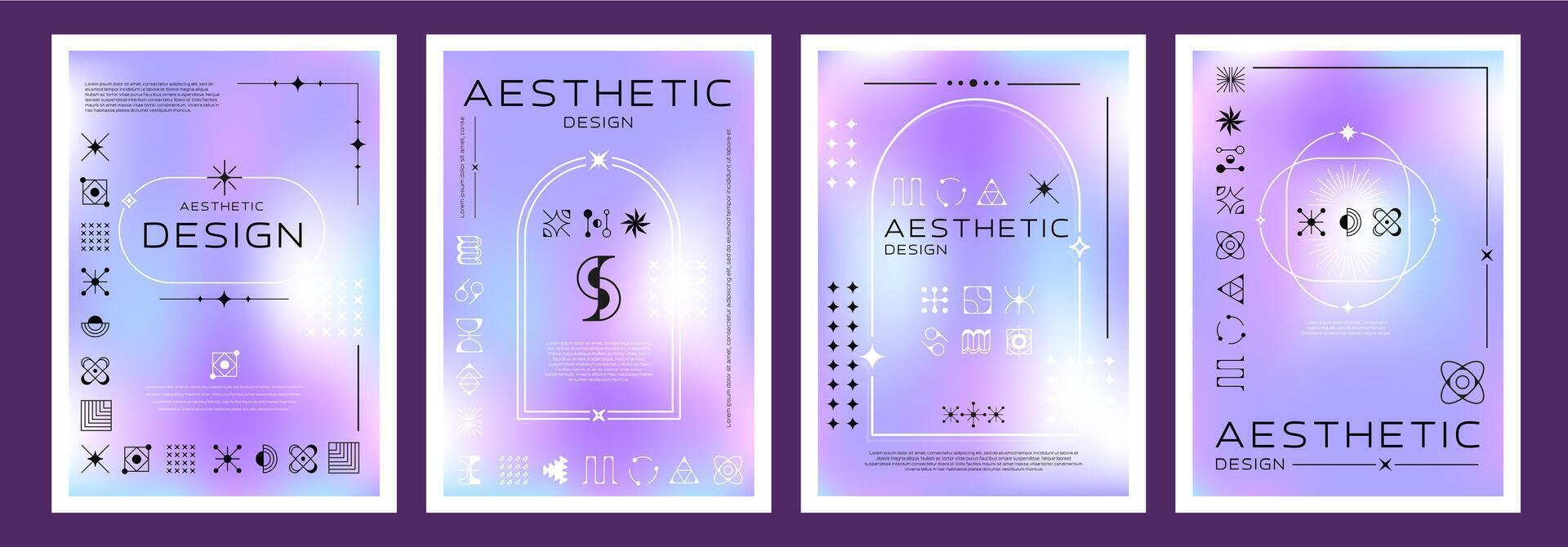 Aesthetic gradient y2k posters, blur background vector